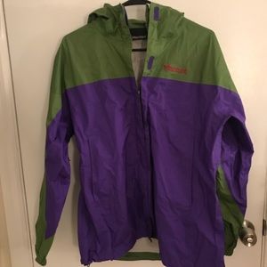 Marmot green and purple rain jacket